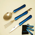 Folding stainless steel multi-purpose tableware